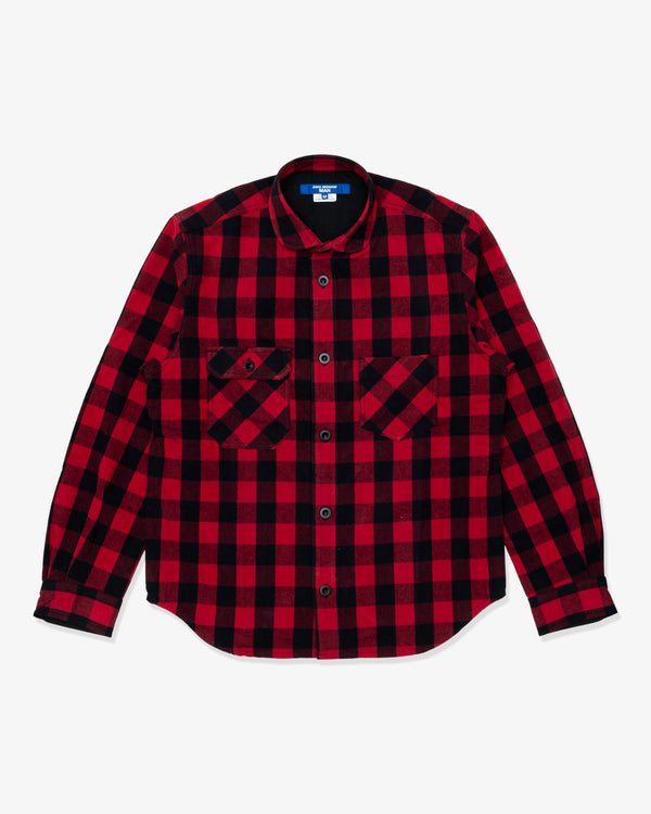 JUNYA WATANABE MAN - Cotton Flannel Check X Cotton Nylon Rip-Stop - (Red/Black X Black)