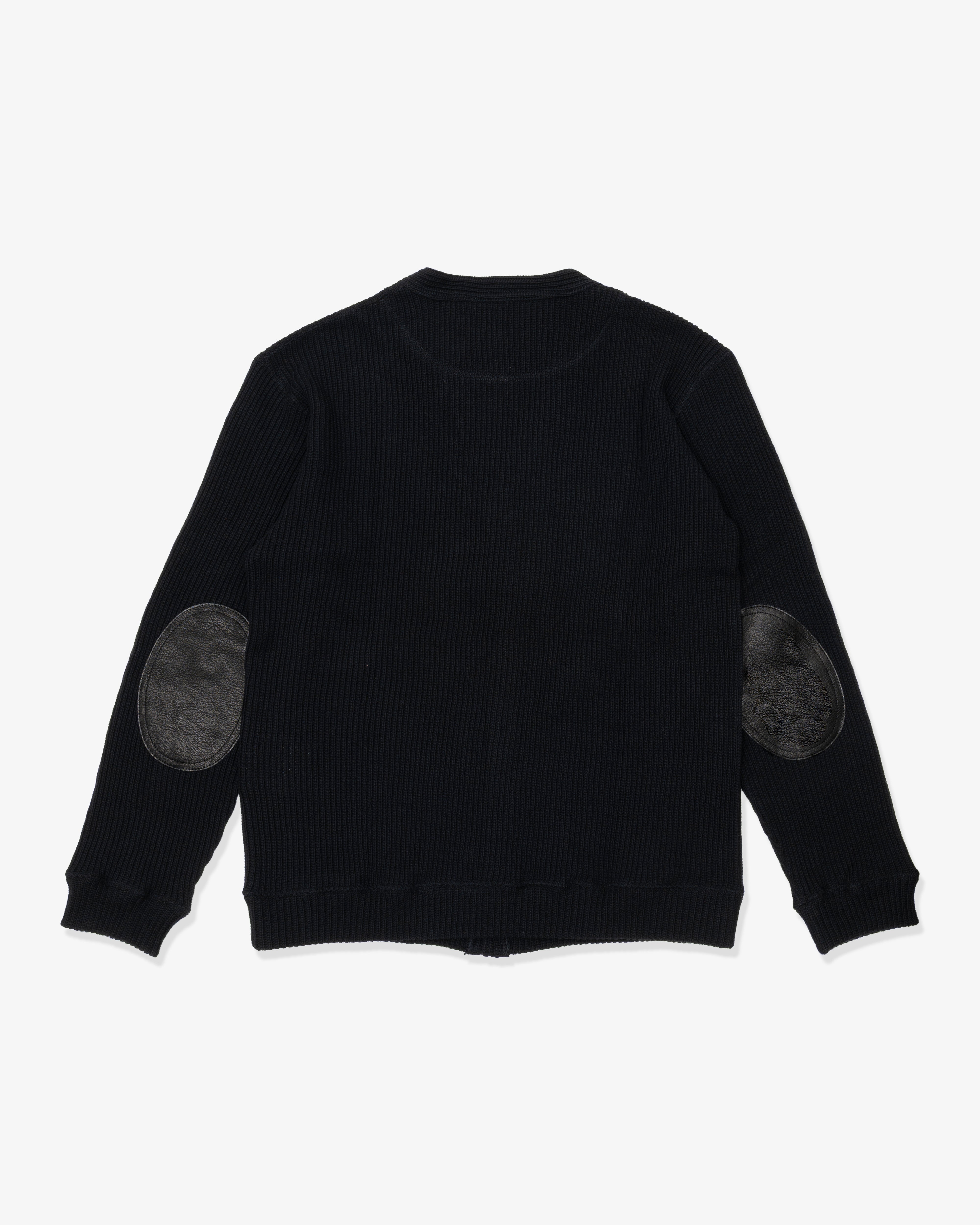 JUNYA WATANABE MAN: Cotton Rib Knit X Leather (Black X Black
