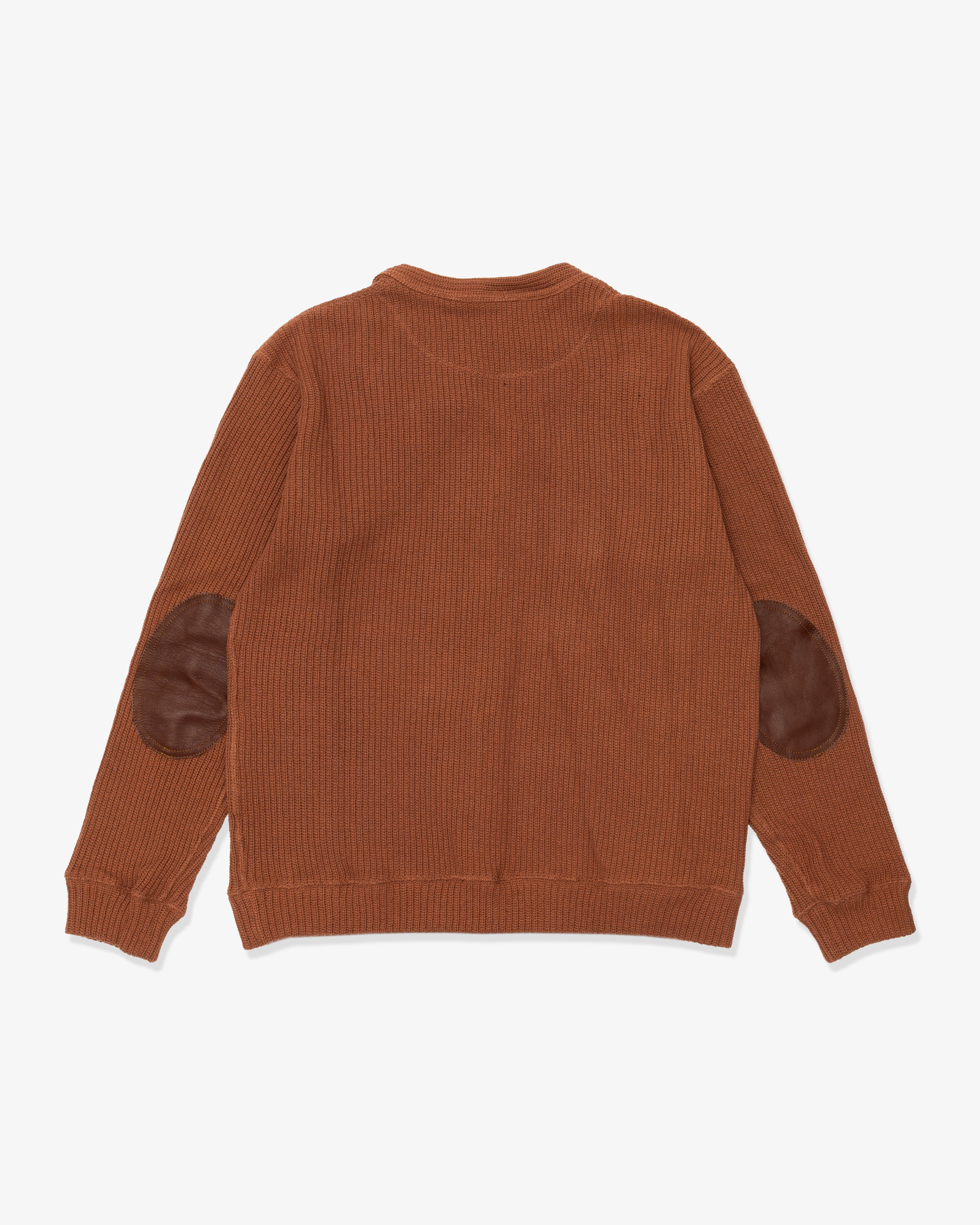 JUNYA WATANABE MAN: Cotton Rib Knit X Leather (Brown X Brown