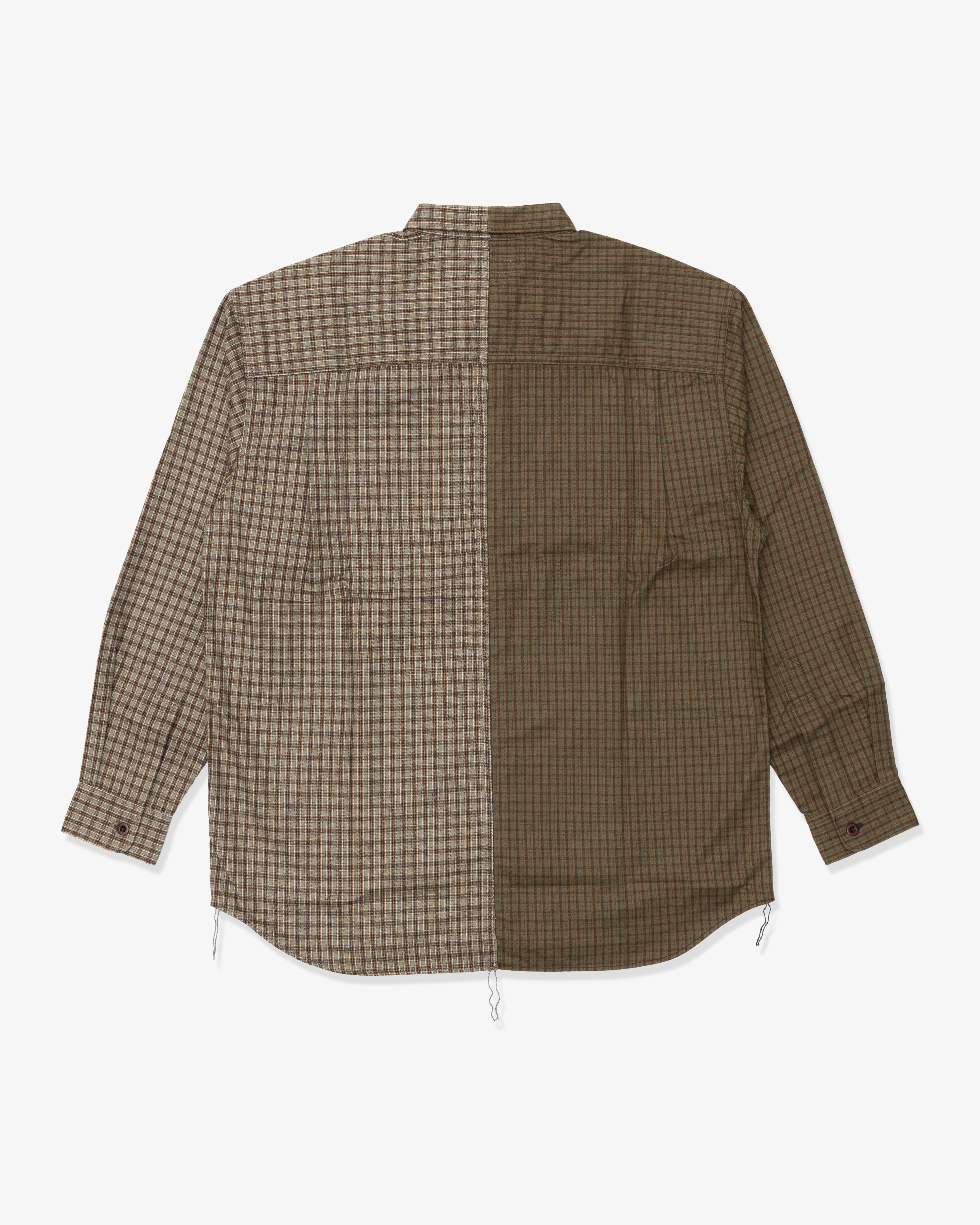 COMME des GARCONS HOMME: Cotton Flannel Check (Khaki/ Brown