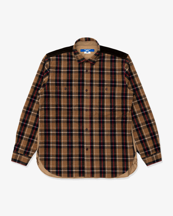 JUNYA WATANABE MAN - Cotton Flannel Check X Cotton Moleskin - (Bk/Rd/Brn X Beige)