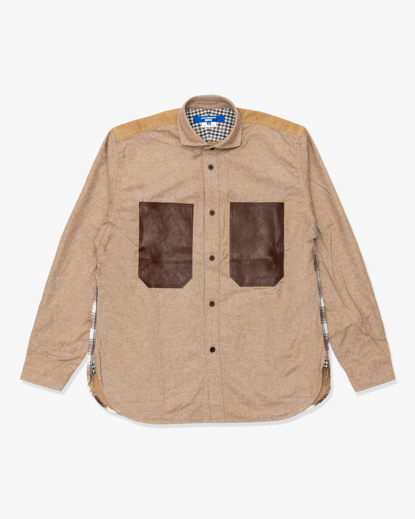 JUNYA WATANABE MAN - Cotton Flannel X Cotton Flannel Check X Leather - (Beige X Nv/Brn/Or)
