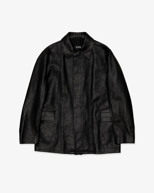 RAF SIMONS - Leather Short Car Coat - (Black)