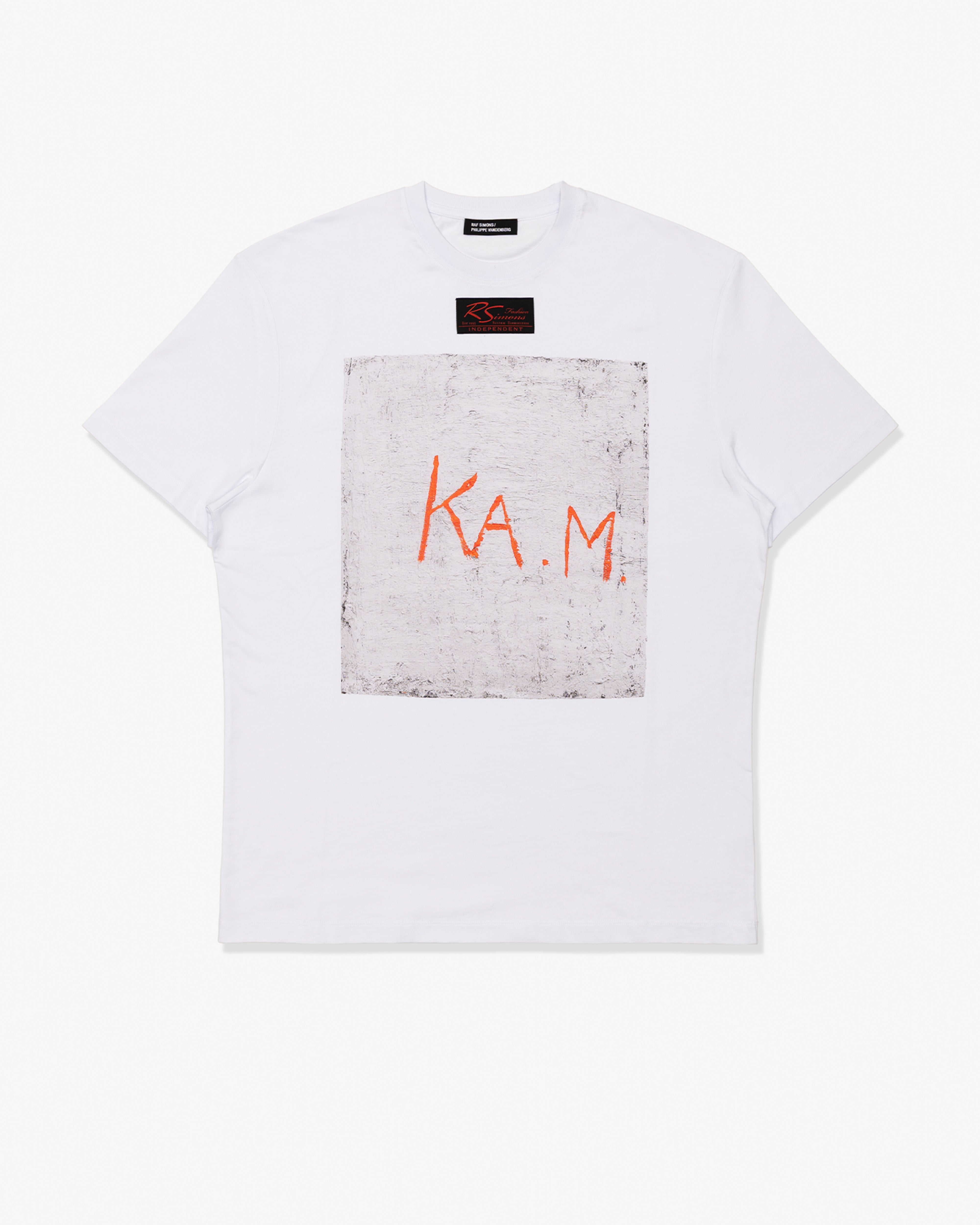RAF SIMONS: Oversized T-Shirt K.A.M. (White) | DSMG E-SHOP