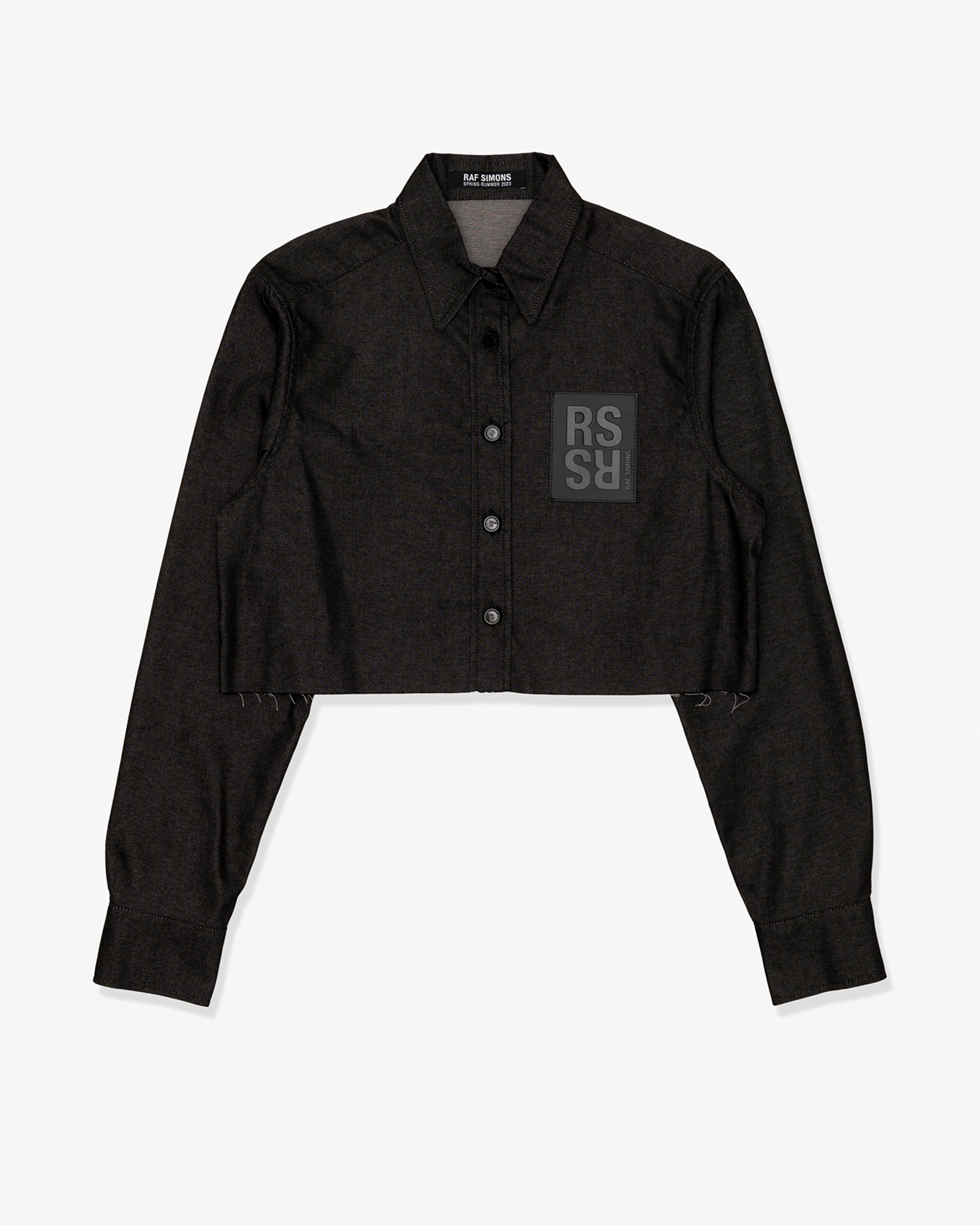 RAF SIMONS: Cropped Denim Shirt (Black) | DSMG E-SHOP