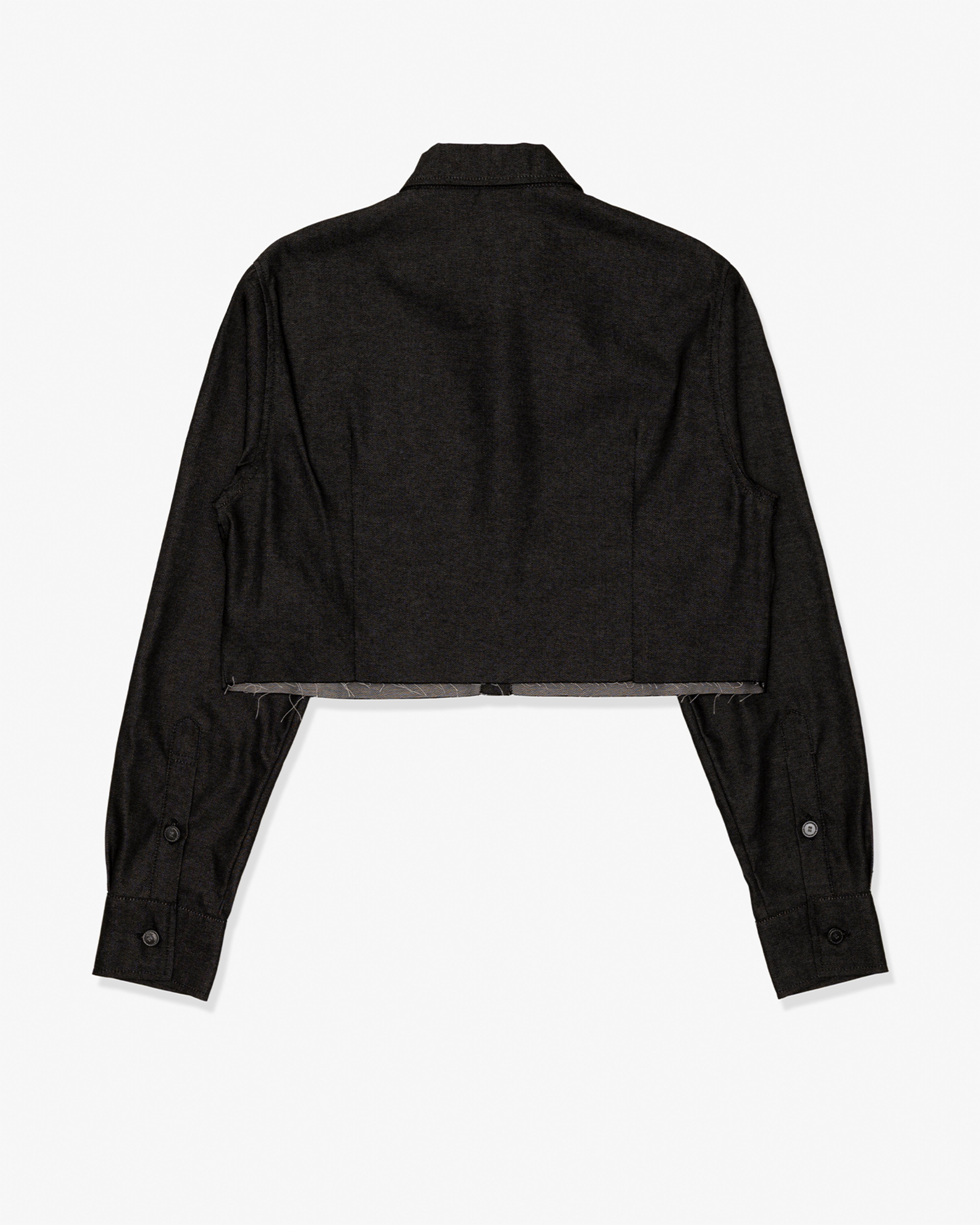 RAF SIMONS: Cropped Denim Shirt (Black) | DSMG E-SHOP