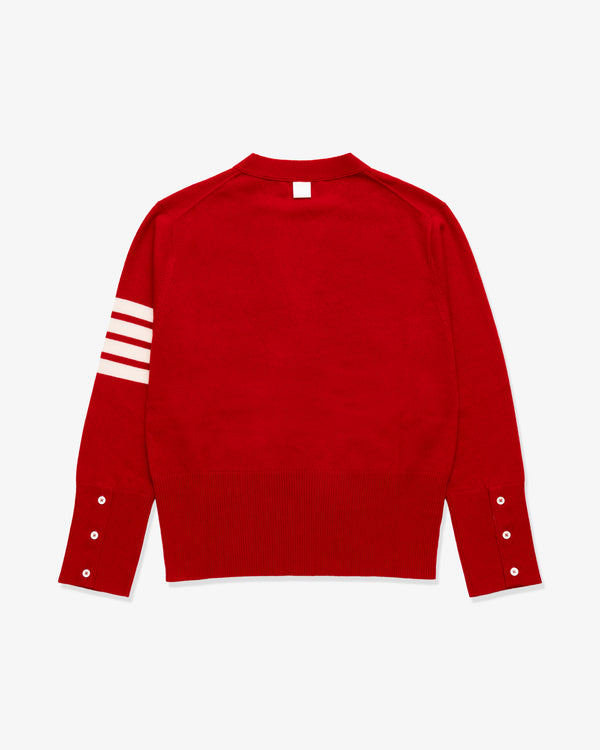 THOM BROWNE - Men's V Neck Cardigan In Cashmere - (Red × White)