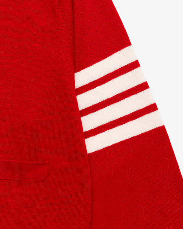 THOM BROWNE - Men's V Neck Cardigan In Cashmere - (Red × White)