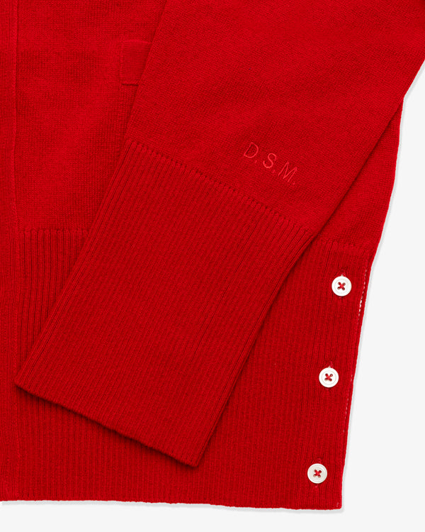 THOM BROWNE - Men's V Neck Cardigan In Cashmere - (Red × White)