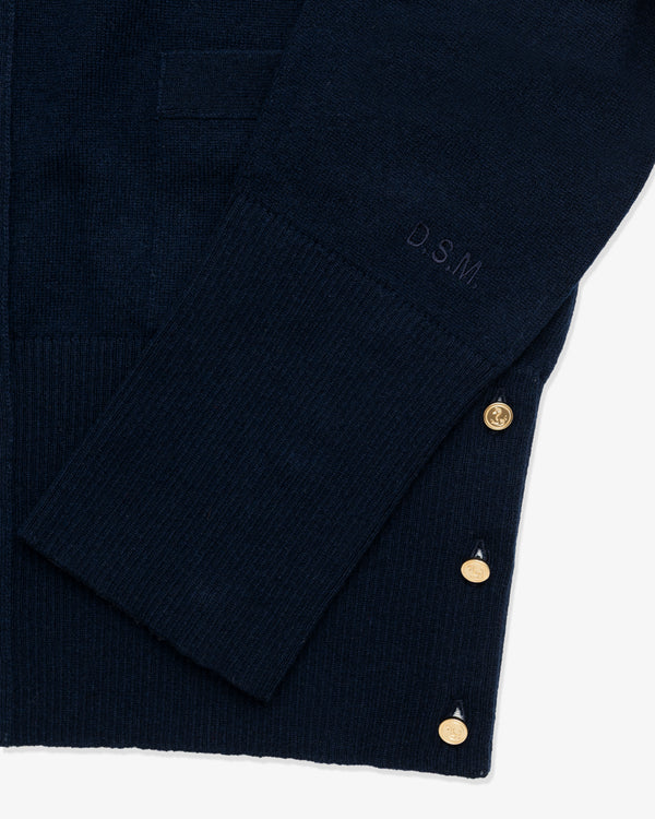 THOM BROWNE - Men's V Neck Cardigan In Cashmere - (Navy × Light Blue)