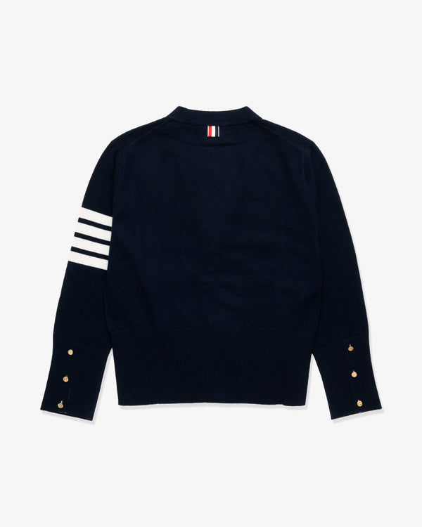 THOM BROWNE - Men's V Neck Cardigan In Cashmere - (Navy × White)