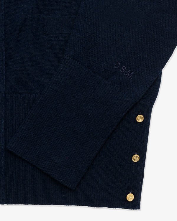 THOM BROWNE - Men's V Neck Cardigan In Cashmere - (Navy × White)