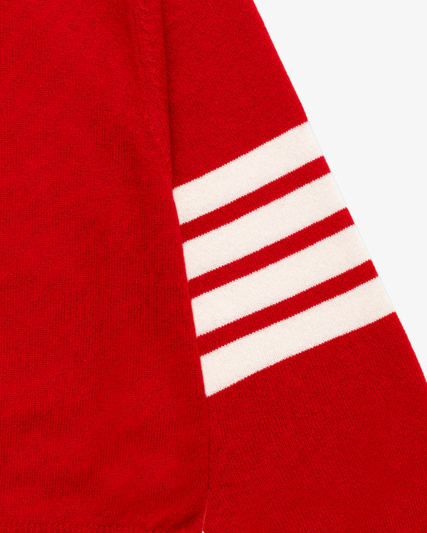 THOM BROWNE - Women's Crewneck Cardigan In Cashmere - (Red × White)