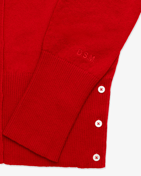 THOM BROWNE - Women's Crewneck Cardigan In Cashmere - (Red × White)