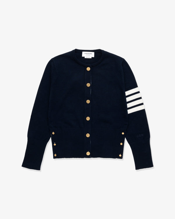THOM BROWNE - Women's Crewneck Cardigan In Cashmere - (Navy × White)