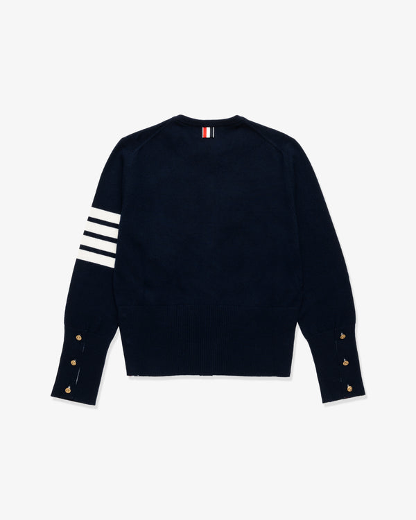 THOM BROWNE - Women's Crewneck Cardigan In Cashmere - (Navy × White)