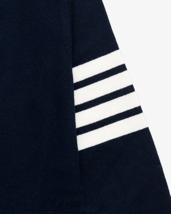 THOM BROWNE - Women's Crewneck Cardigan In Cashmere - (Navy × White)