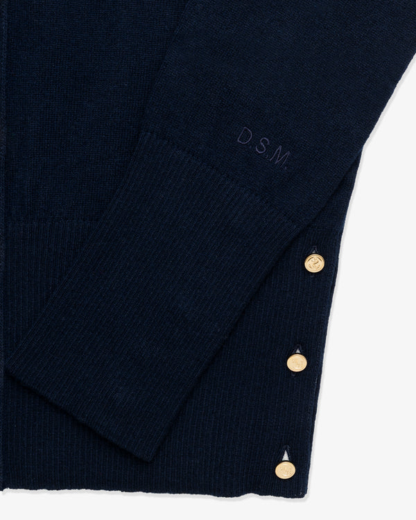 THOM BROWNE - Women's Crewneck Cardigan In Cashmere - (Navy × White)