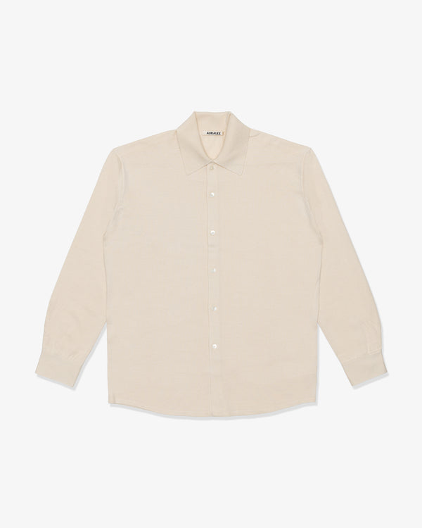 AURALEE - HIGH GAUGE TUSSAH SILK KNIT CARDIGAN - (IVORY)
