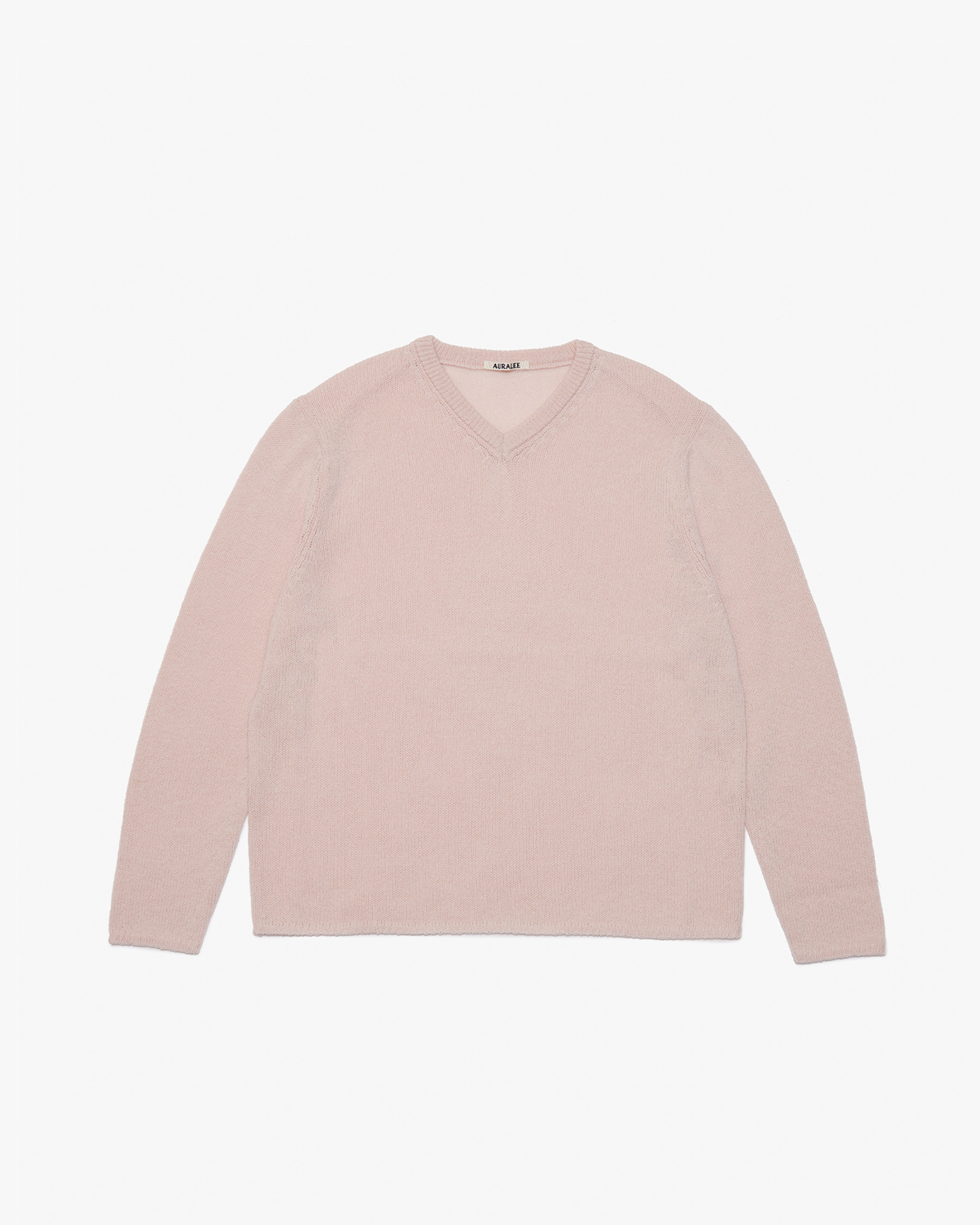 AURALEE: SUMMER CASHMERE KNIT V-NECK P/O (LIGHT PINK) | DSMG E-SHOP