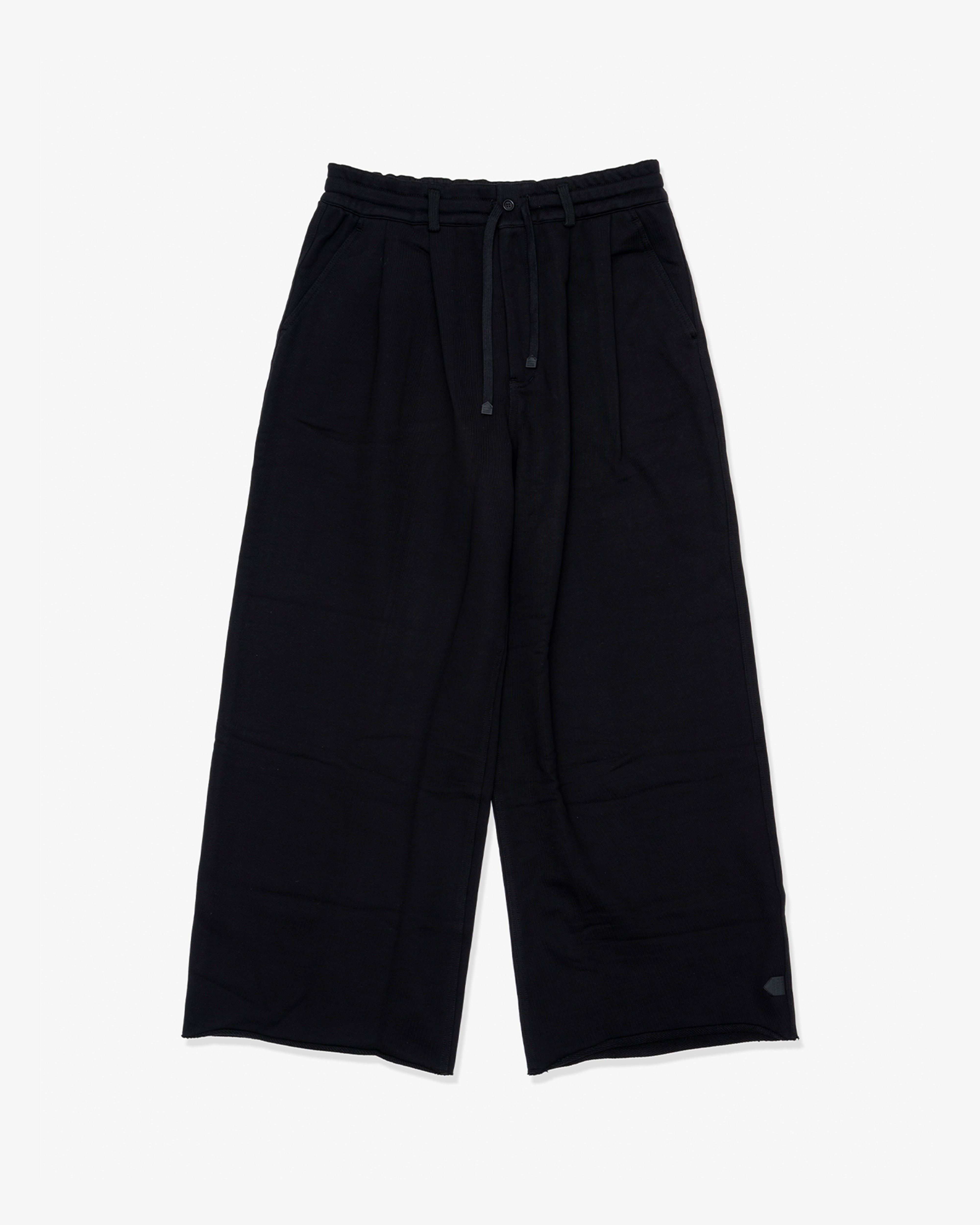DSM KEI NINOMIYA: Pleated Pants Cotton Back Pile Knit (Black