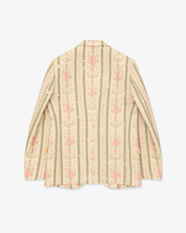 JUNYA WATANABE MAN - Cotton Polyester Floral Pattern Jacquard Stripe - (Bge/Pnk/Grn)