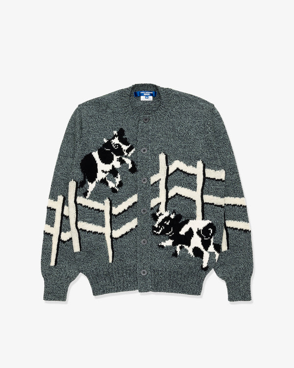 JUNYA WATANABE MAN - Wool Polyester Jersey Intarsia Jacquard - (Navy X Green)