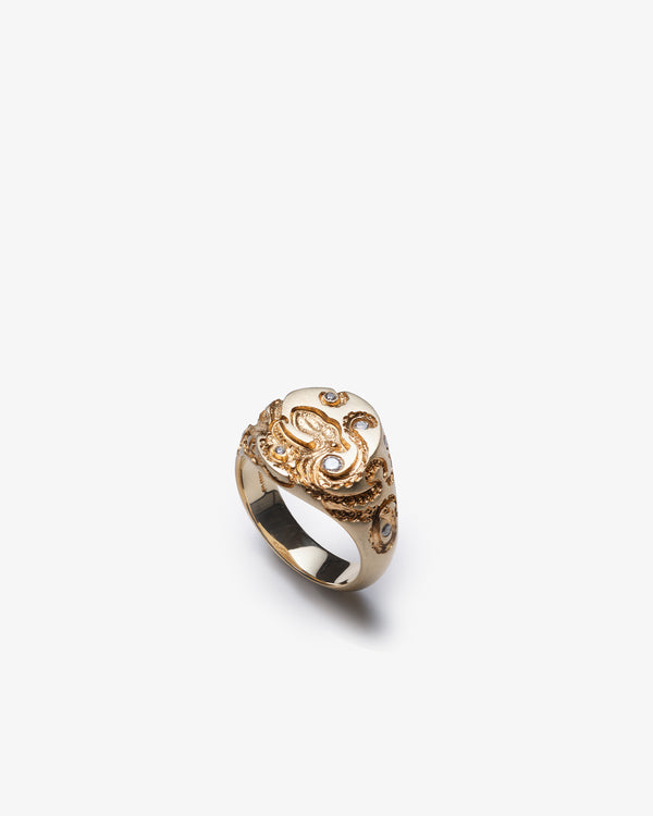 CASTRO - Mini Octopus Signet - (Gold)