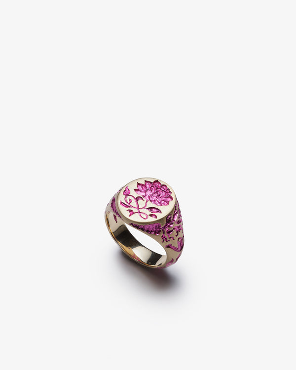 CASTRO - Peony Signet Ring - (Pink)