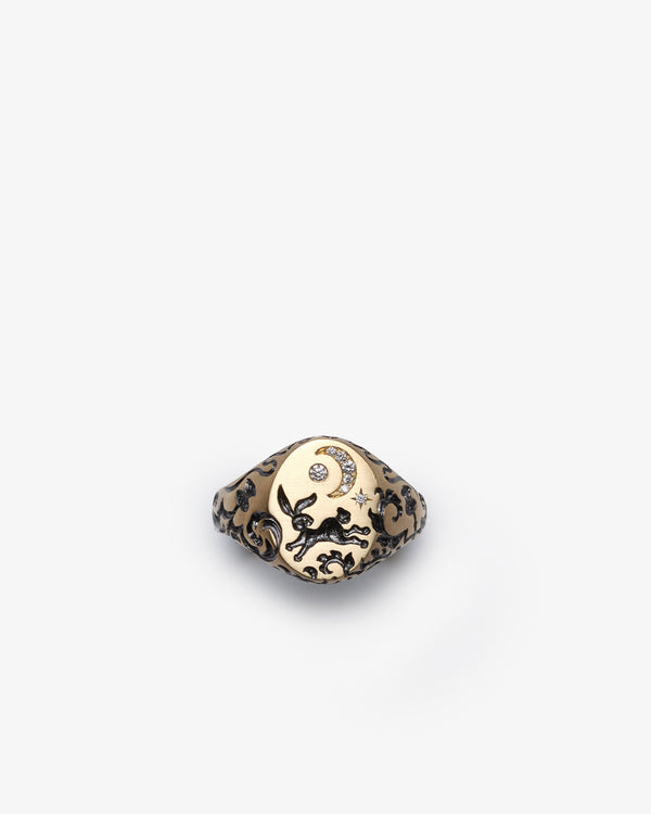 CASTRO - Mini Rabbit And Moon Signet - (Black)