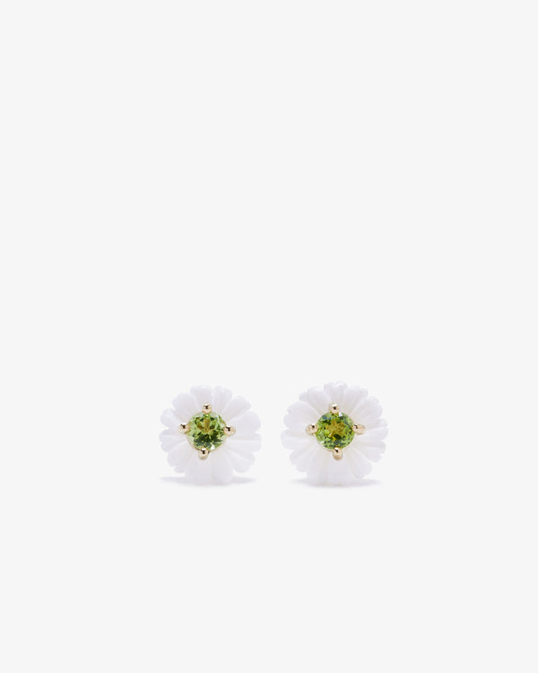 SOPHIE JOANNE - Wildflower Studs Mini - (White Opal/Peridot)