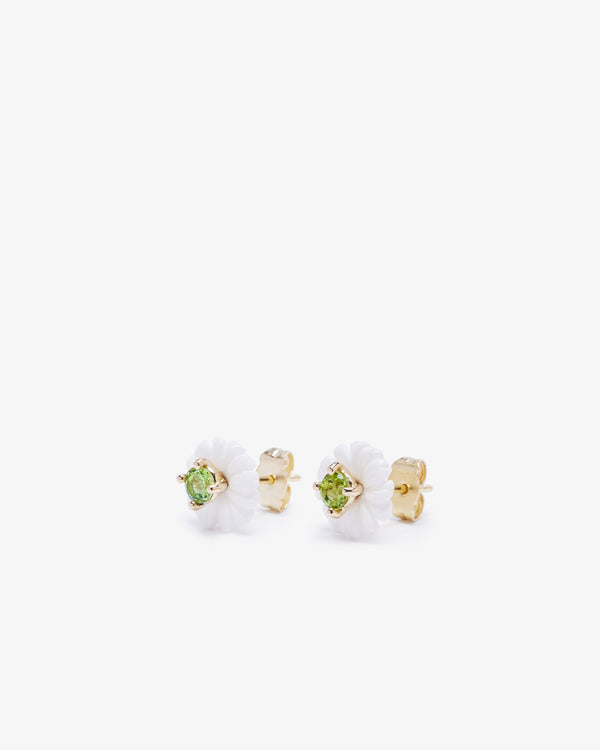 SOPHIE JOANNE - Wildflower Studs Mini - (White Opal/Peridot)