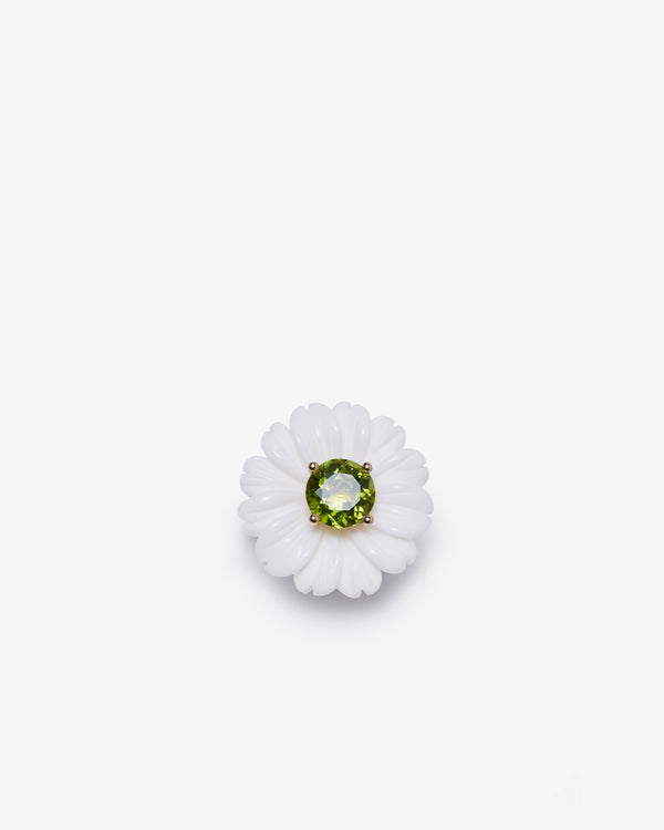 SOPHIE JOANNE - Wildflower Ring Big - (White Opal/Peridot)