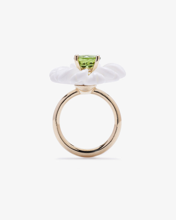 SOPHIE JOANNE - Wildflower Ring Big - (White Opal/Peridot)