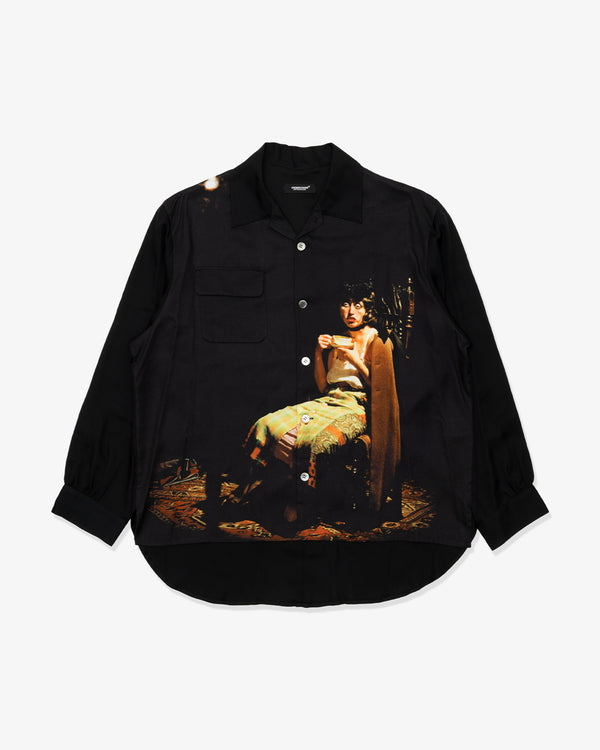 UNDERCOVER - Cindy Sherman Print Rayon Open-Collar Shirt - (Charcoal)