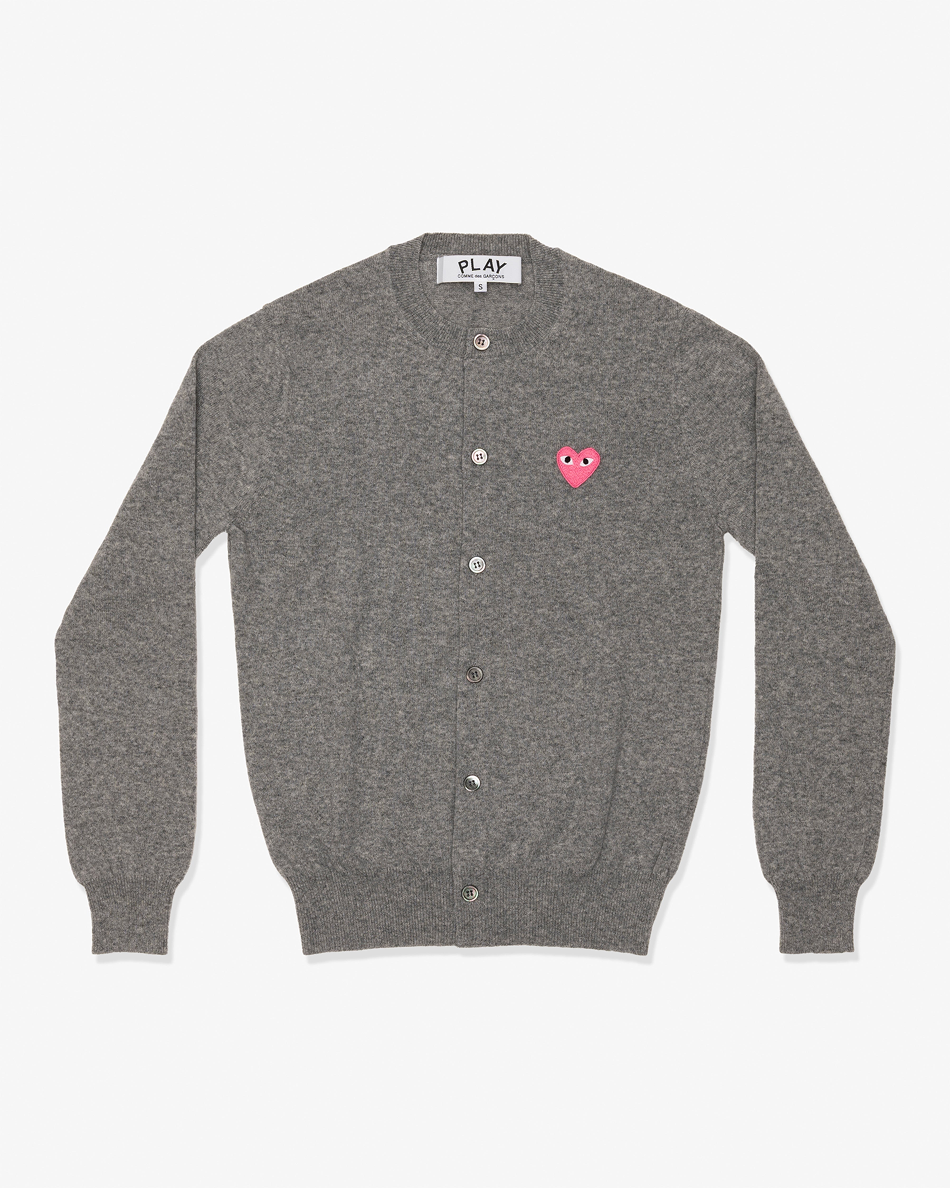 PLAY COMME des GARÇONS: Round Neck Long Sleeve Cardigan With Pink