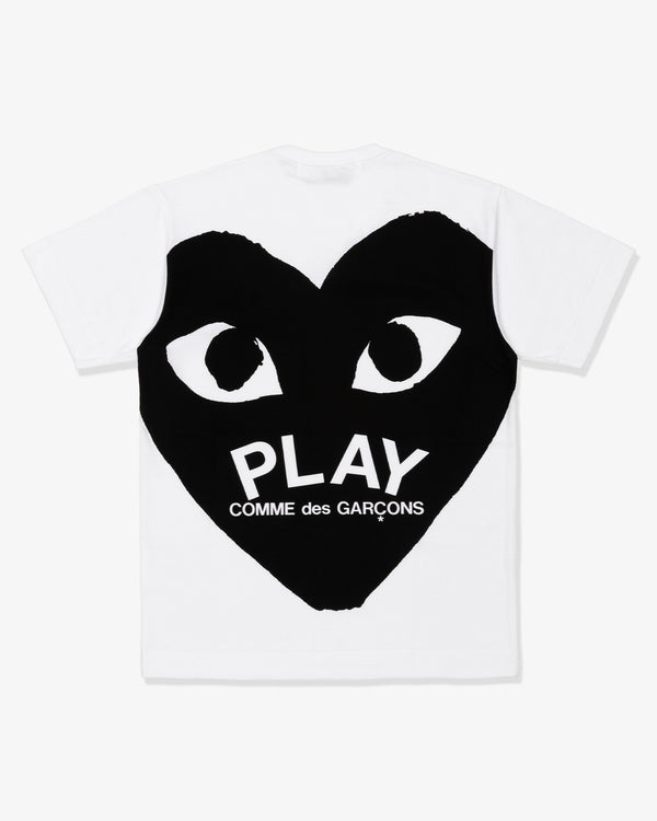 CDG PLAY - Cotton Jersey Black with Black Emblem - (White)