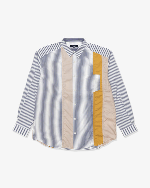 COMME DES GARCONS HOMME - Cotton Stripe X Cotton Twill/Cotton Broad Mix Shirts - (Wht/Navy X Mix)