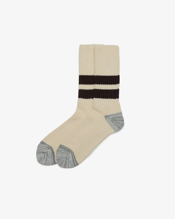 COMME DES GARCONS HOMME - Cotton Low Gauge With Pile Line Socks - (Cream X Brown)
