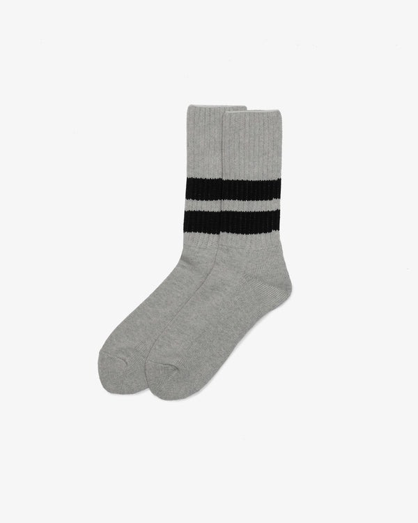 COMME DES GARCONS HOMME - Cotton Low Gauge With Pile Line Socks - (Heather Gry X Blk)