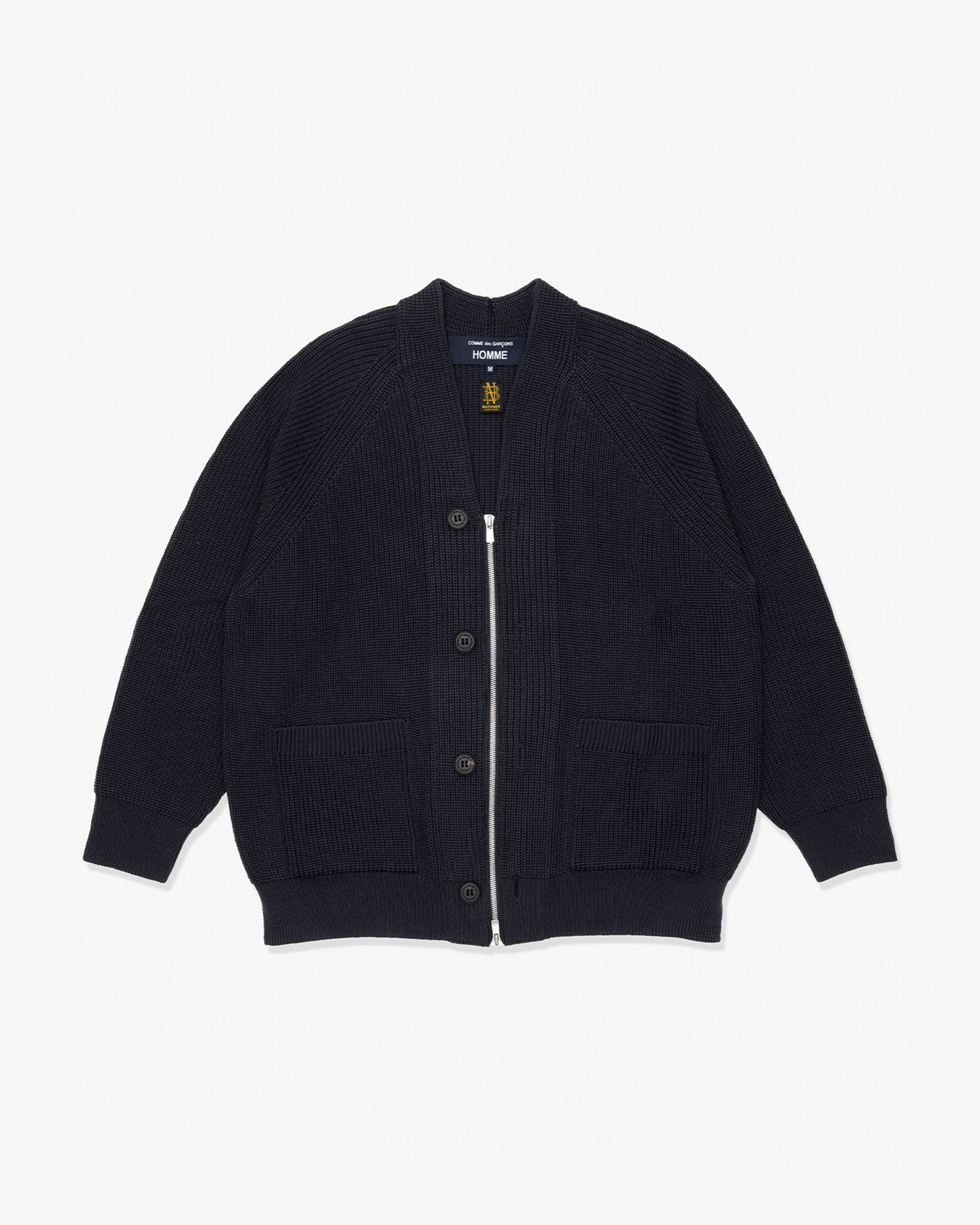BATONER ニットカーディガン COMME DES GARCONS HOMME: Wool Worsted Half-Cardigan X Batoner
