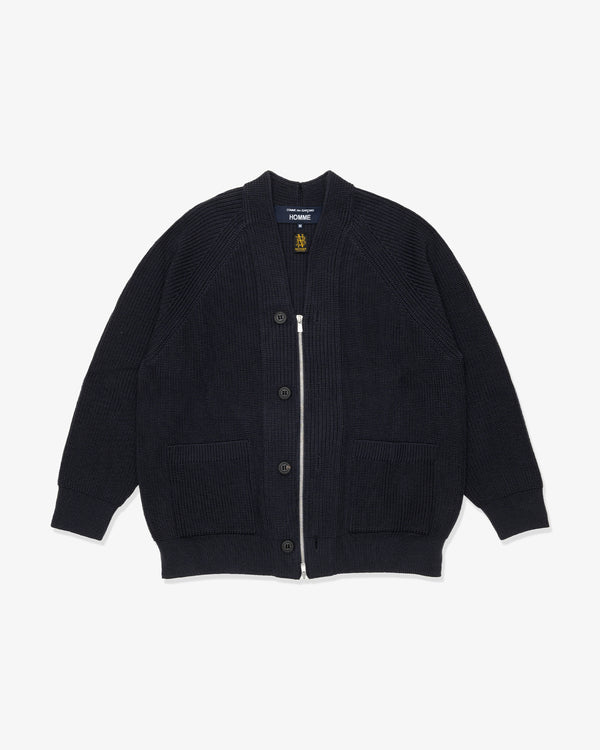 COMME DES GARCONS HOMME - Wool Worsted Half-Cardigan X Batoner - (Charcoal Blue)