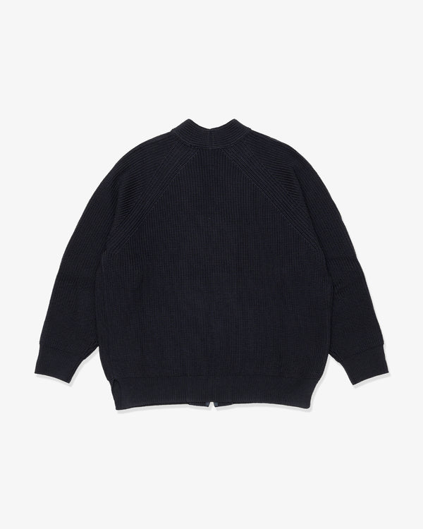 COMME DES GARCONS HOMME - Wool Worsted Half-Cardigan X Batoner - (Charcoal Blue)