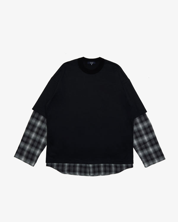 COMME DES GARCONS HOMME - Cotton Jersey Slightly Brushedx Cotton Lyocell Ombre Check Tees - (Bk X Bk/Grey/Wht)