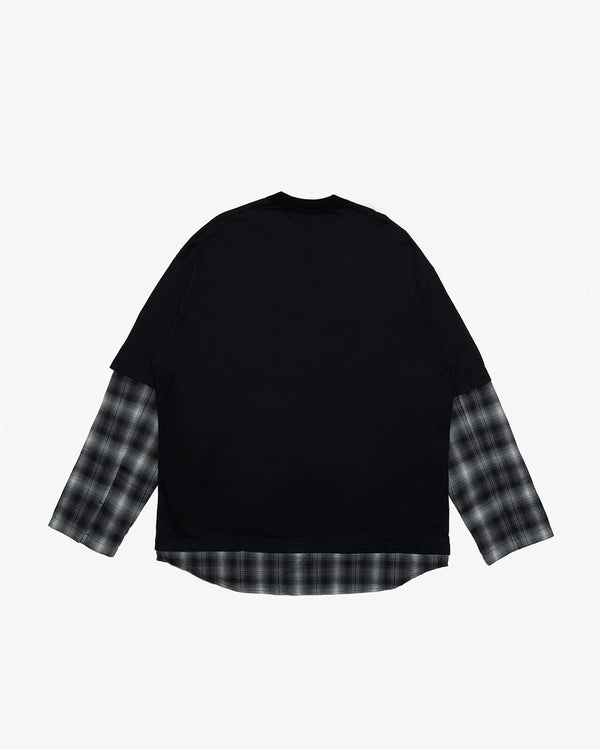 COMME DES GARCONS HOMME - Cotton Jersey Slightly Brushedx Cotton Lyocell Ombre Check Tees - (Bk X Bk/Grey/Wht)