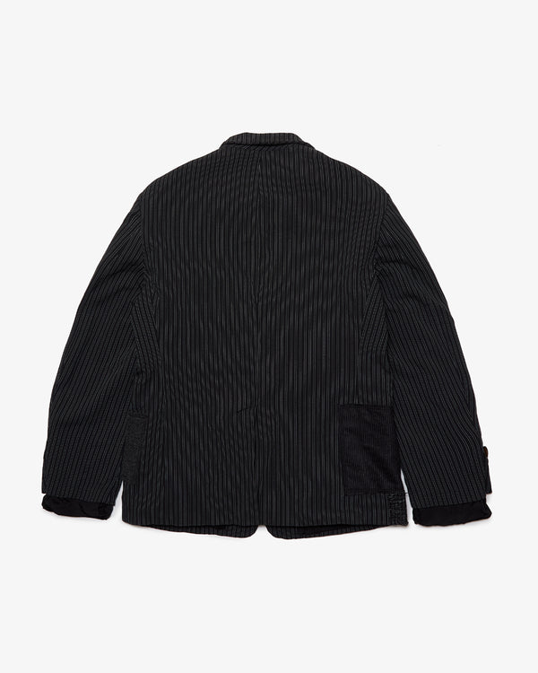 JUNYA WATANABE MAN - Polyester Stripe Garment Processed X Multi Fabrics Mix Jackets - (Blk/Nvy/Wht X Mix)
