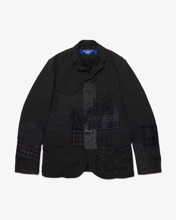 JUNYA WATANABE MAN - Polyester Stripe Garment Processed X Multi Fabrics Mix Jackets - (Gry/Wht X Mix)