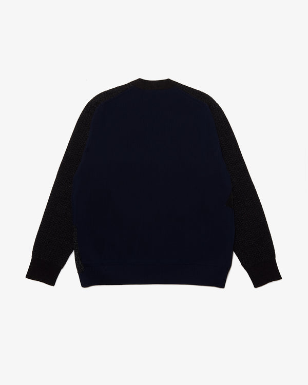 JUNYA WATANABE MAN - Wool Polyester Jacquard Multi Fabrics Patchwork Knitwear - (Brown Navy)