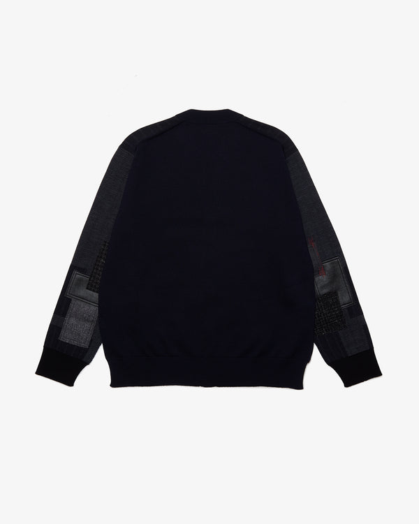 JUNYA WATANABE MAN - Thin Wool Mix Jacquard Patchwork Knitwear - (Navy)
