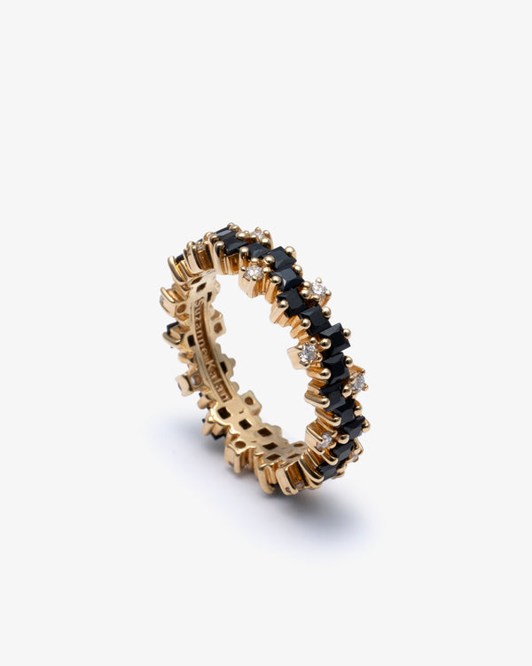 SUZANNE KALAN - Black Sapphire & Diamond Band - (Yellow Gold)